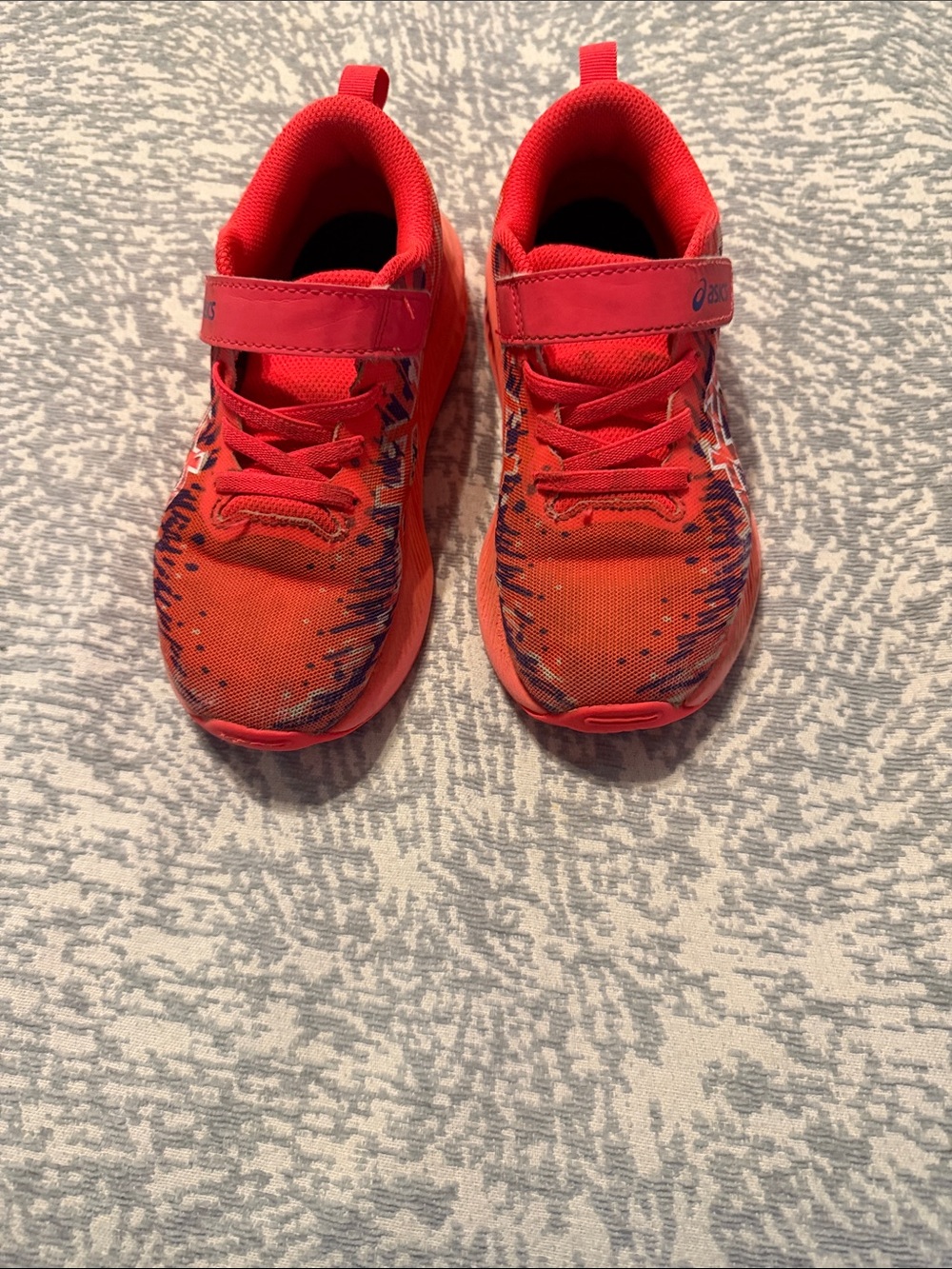 Asics Kids' Bright Red Athletic Sneakers with Blue Accents
